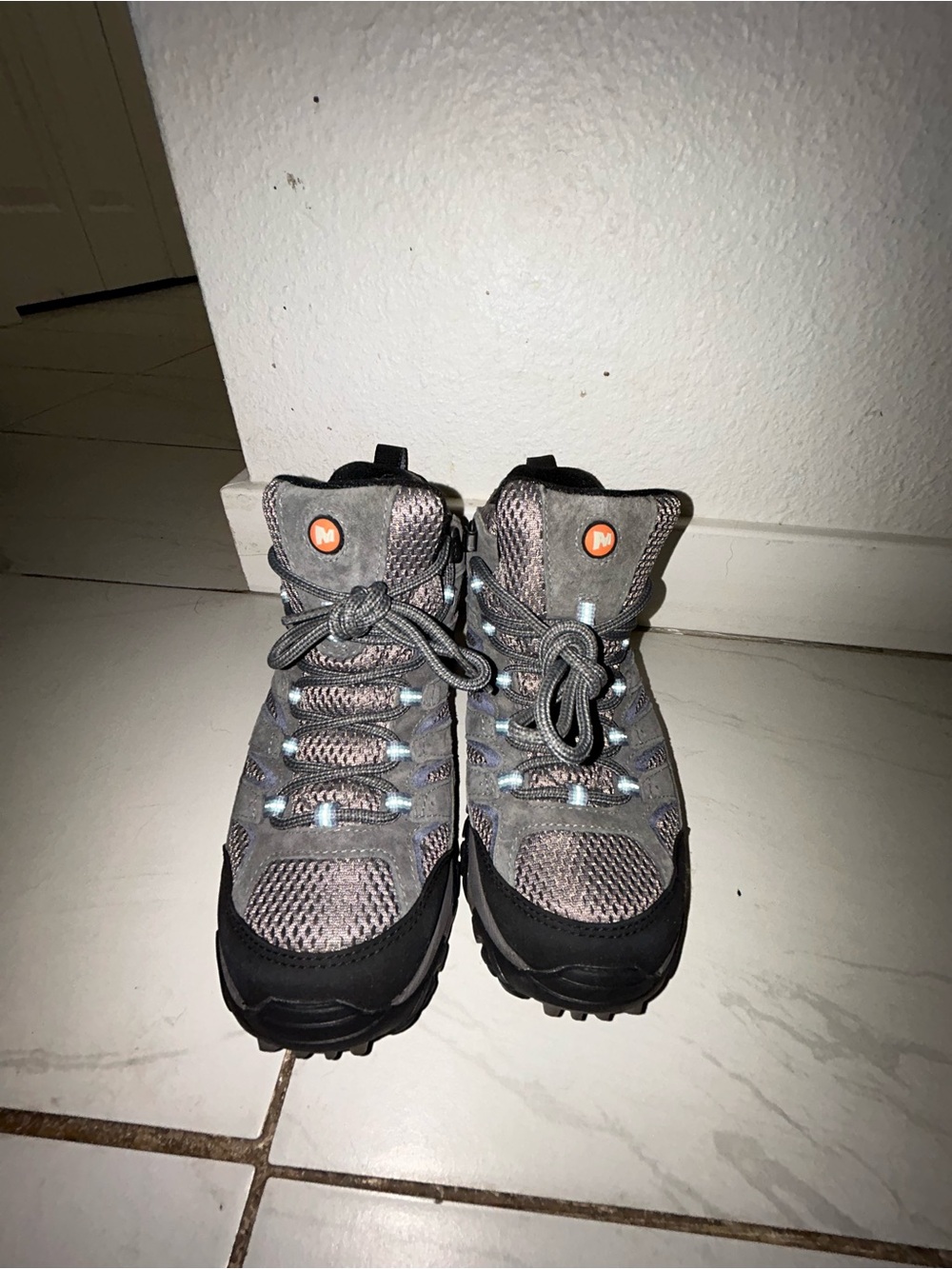 Women’s Gray Hiking Boots with Reflective Accents